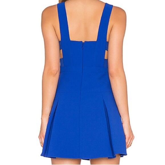NWT BCBGMAXAZRIA Royal Blue Harlie Criss-Cross Keyhole Front Pleated Mini Dress - Picture 2 of 11